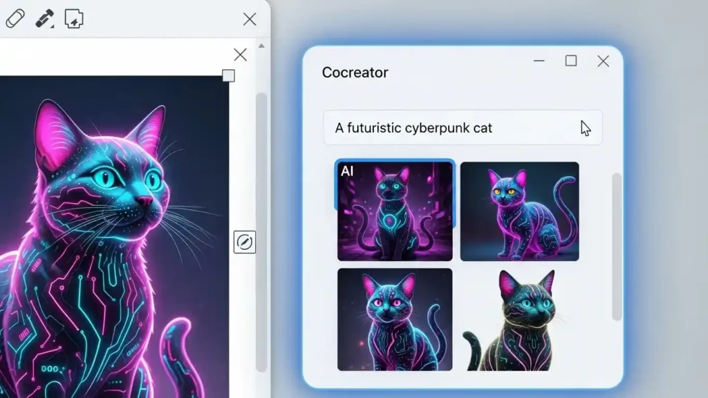 MS Paint vs Paint 3D in 2026: Why the Classic Won (And What to Use Now) 3 The MS Paint Cocreator feature generating AI art directly within the application.